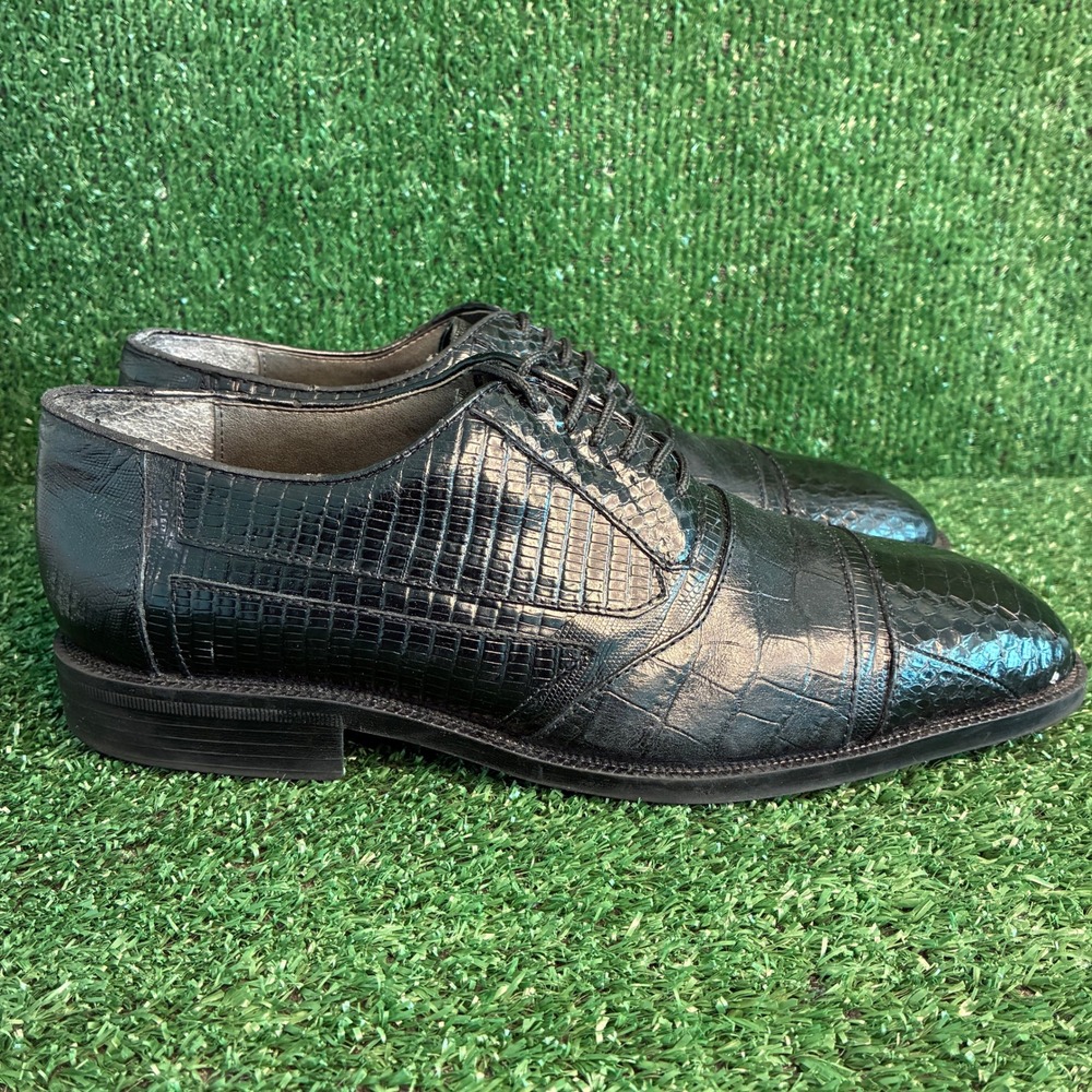 Stacy Adams Tedesco Genuine Snake Leather Cap Toe Formal Oxford Black Mens Sz 9M